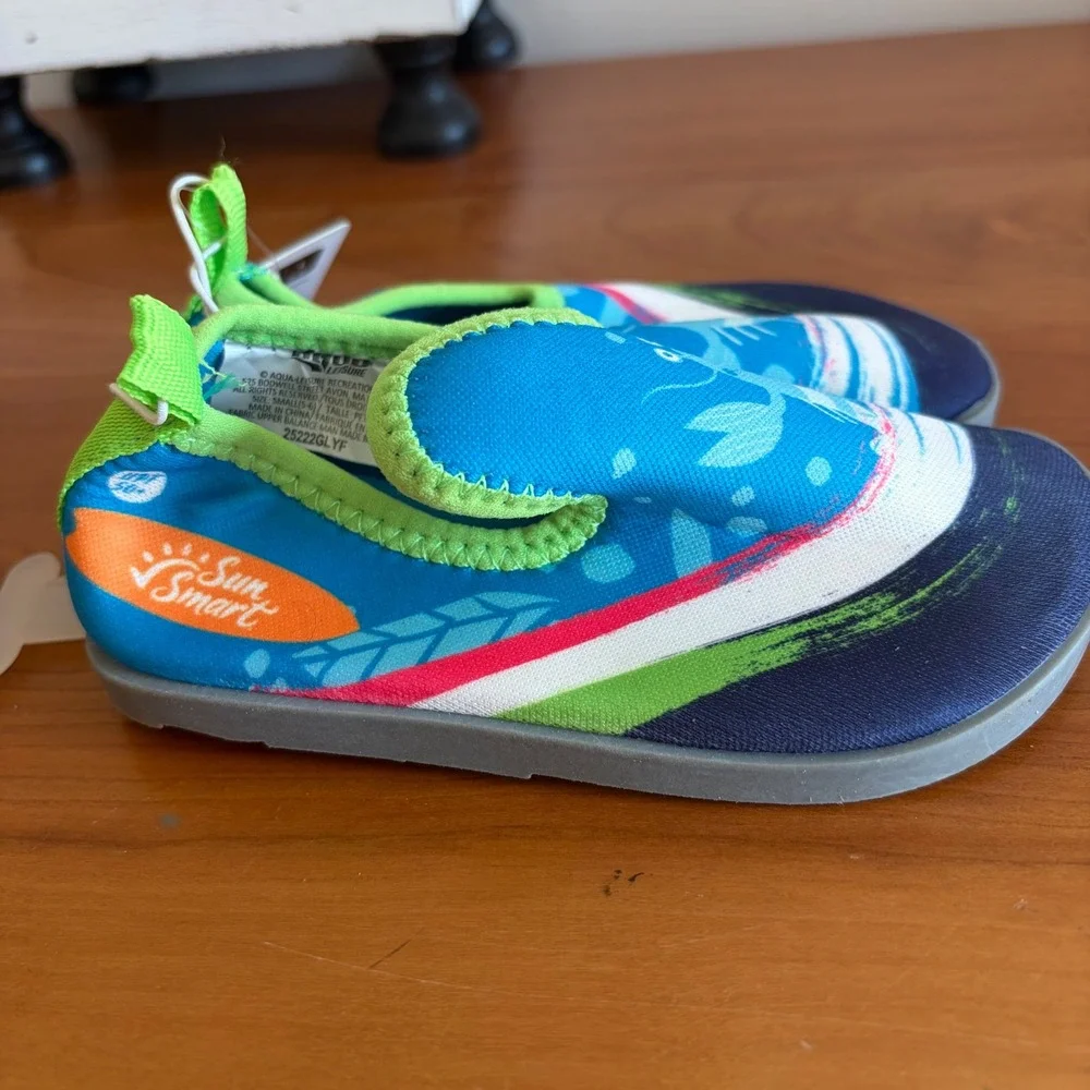 Sun Smart‎ Kids Hi-Top Water Shoes Blue Green Lobster UPF 50+ Size 5-6 25222GLYF